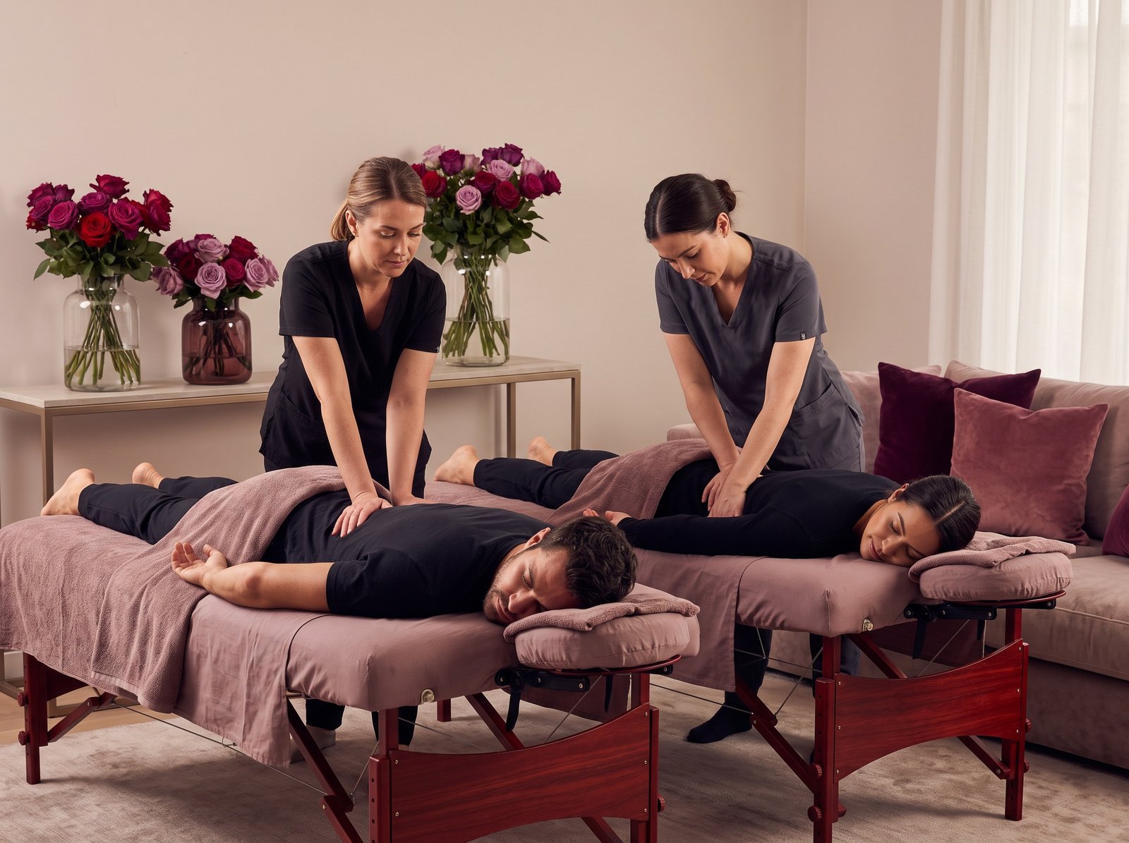Couple deep tissue massage at home Dubai