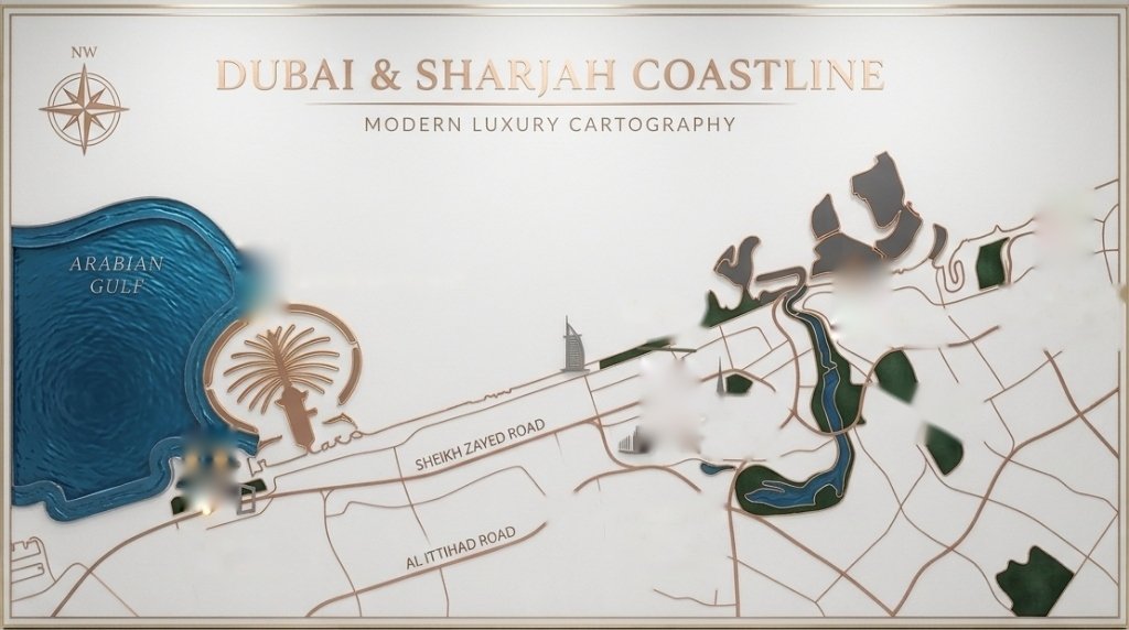 Luxora Dubai & Sharjah Coastline Coverage Cartography Map